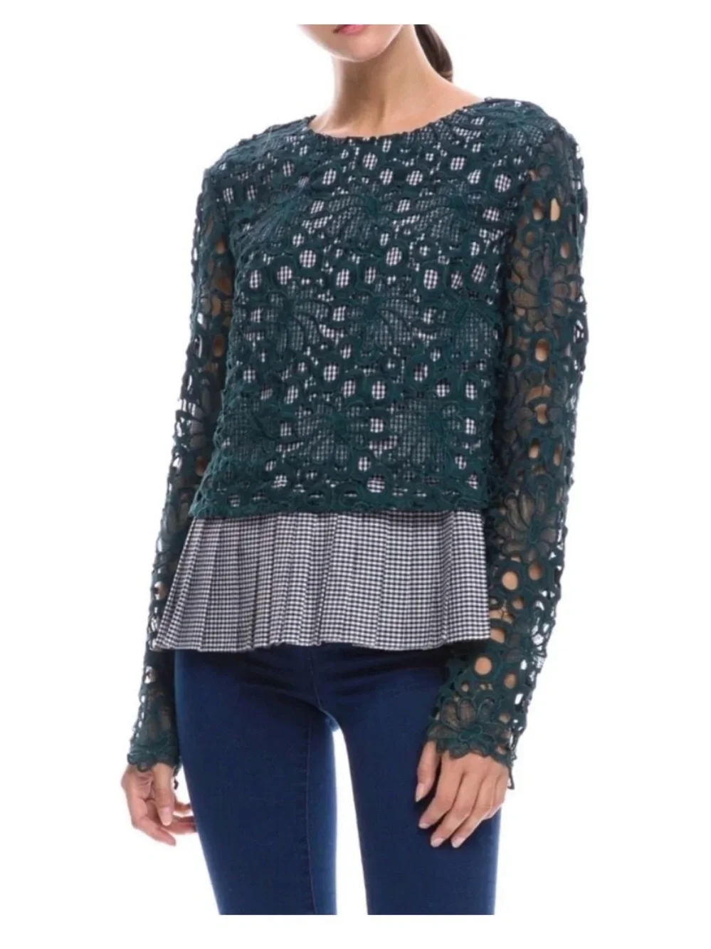 Maeve by Anthropologie Lace Peplum Blouse Size M